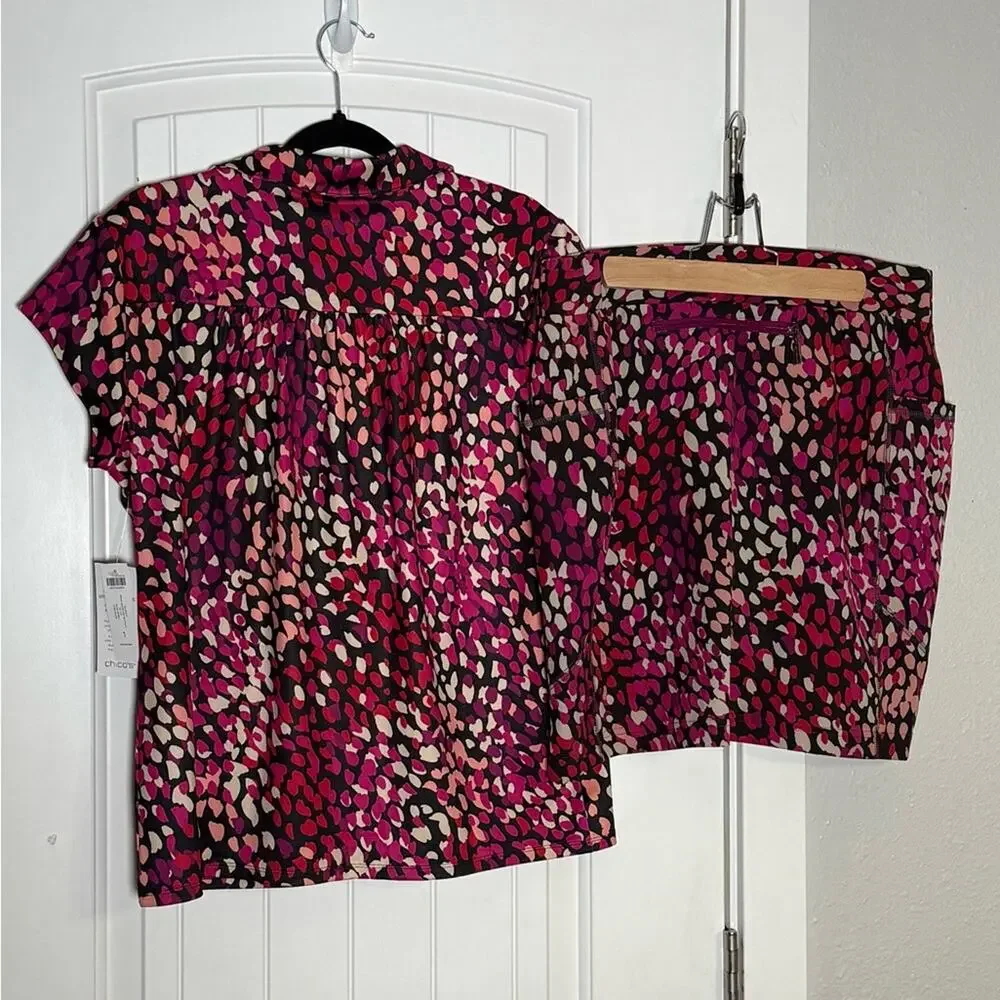 NEW Chico’s Zenergy UPF 50+ Wavy Dot Skort Set in Plum Berry Size 1 (8/10) - Picture 7 of 10